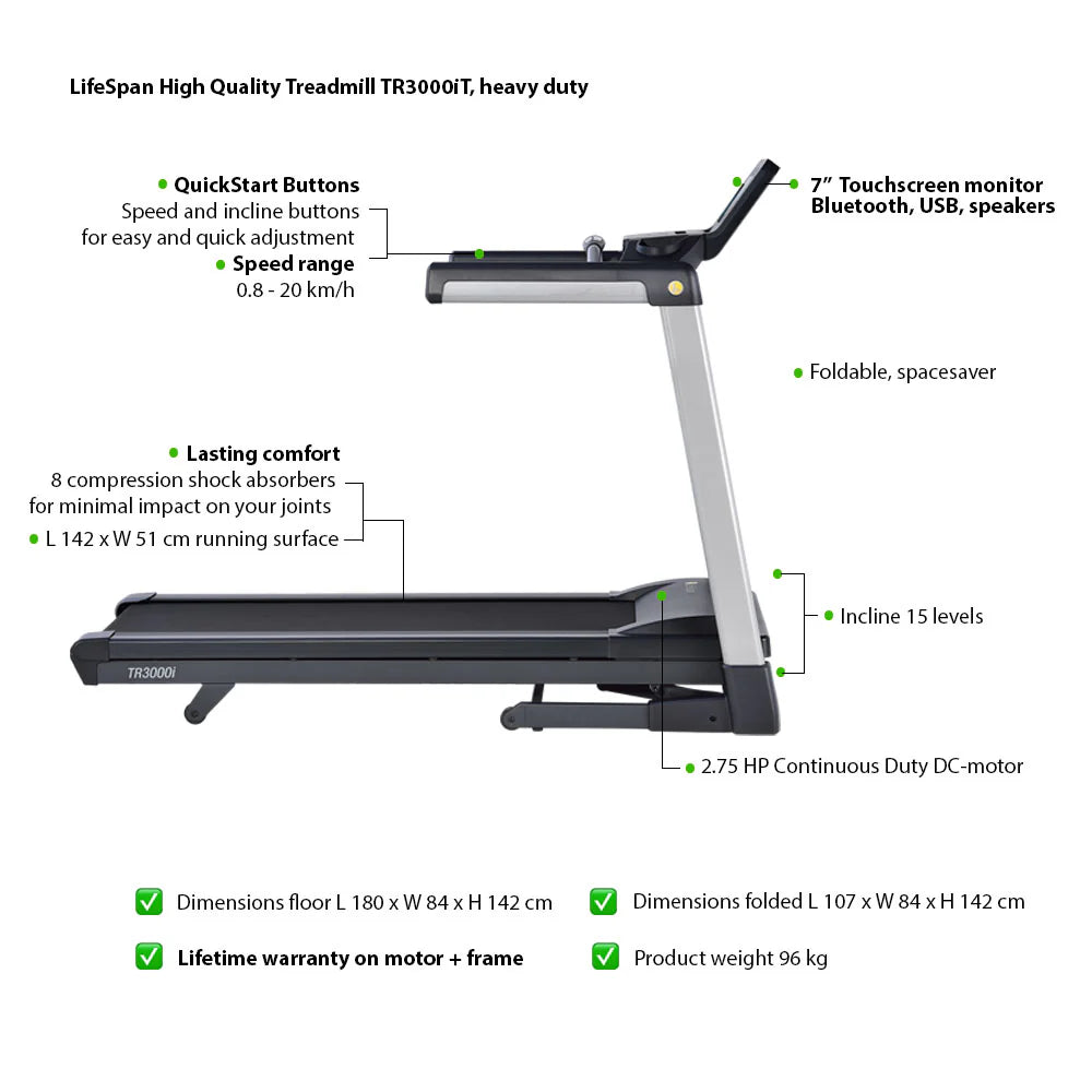 LifeSpan Fitness Treadmill TR3000iT