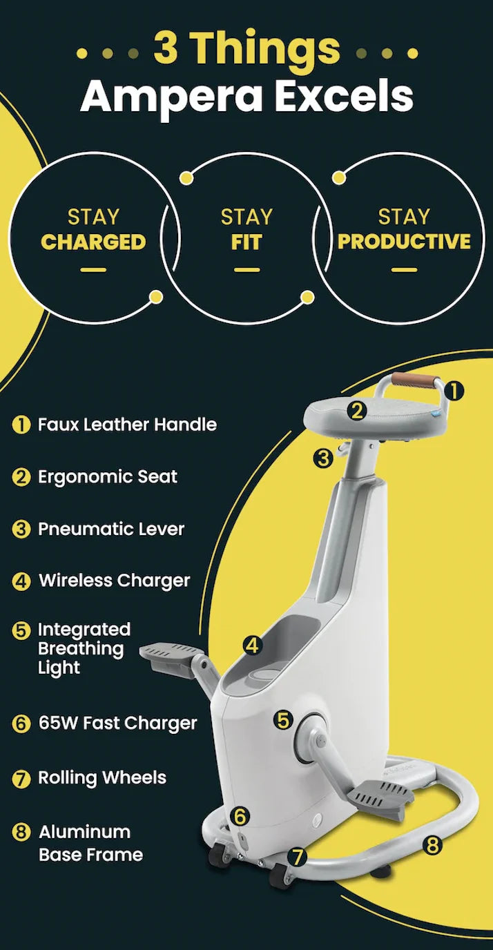 LifeSpan Ampera Power Generating Office Bike Space Grey